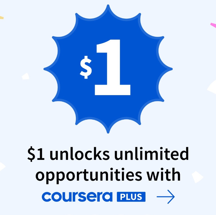 Coursera plus for $1 unlock
